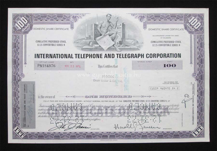 International Telephone and Telegraph (ITT) 100 elsbbsgi rszvny 1973